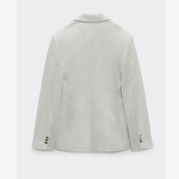 Zara Double Breasted Blazer Light Green Jacket - Picture 8 of 8